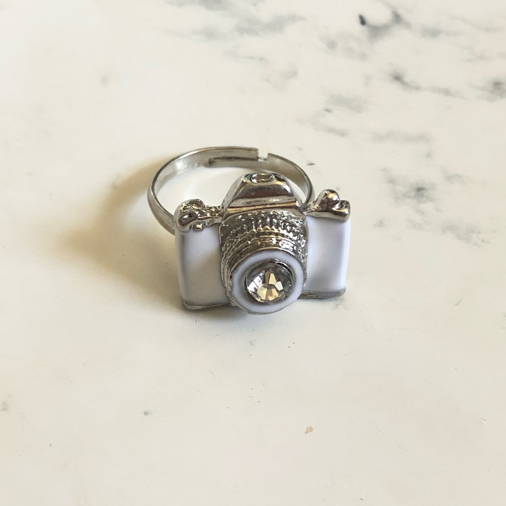 Camera ring photographer gift white camera ring